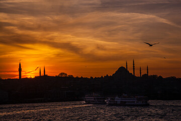 Naklejka premium Suleymaniye Mosque in the Sunset, Fatih Istanbul Turkey
