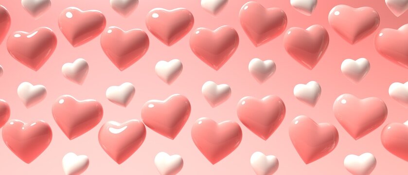 Appreciation And Love Theme With Floating Hearts - 3D Render