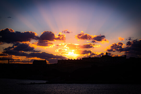 sunset over the city