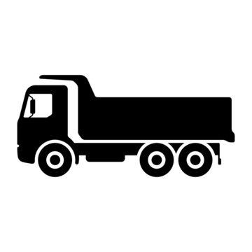 recommend clip art: Dump truck icon. Black silhouette. Side view. Vector simple flat graphic illustration. Isolated object on a white background. Isolate.
