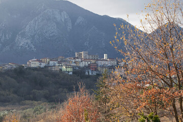 Landscape of Capriglia Irpina, Italian medieval village. Avellino, Campania