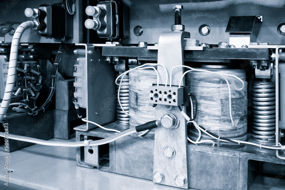 Poster close-up switch. voltage distributor with circuit breakers. electric background. power supply of an 