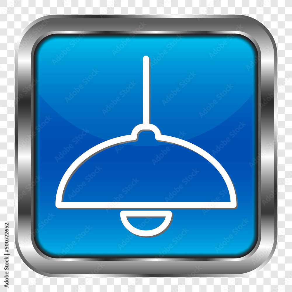 Poster lamp simple icon vector. flat design. metal, blue square button. transparent grid.ai