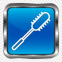 Mace simple icon vector. Flat design. Metal, blue square button. Transparent grid.ai