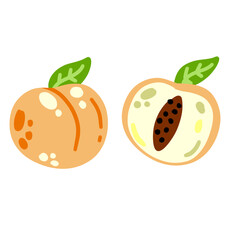 Peach fruit. Fresh sweet natural pink food. Flat modern cartoon illustration