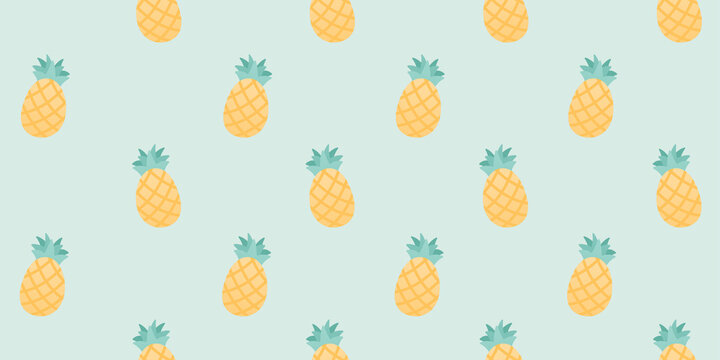 Seamless colorful tropical pattern with pineapple fruit