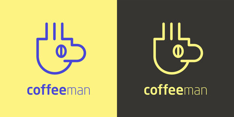 Coffee face man bean creative logo