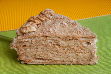 Piece of cake with walnuts