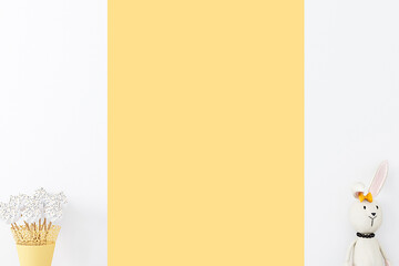 Wall mockup in child room interior. Nursery Interior in scandinavian style. 3d rendering, 3d illustration