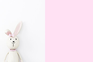 Background pink and white and plush toy