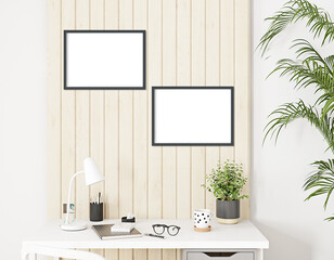 Two black frame mockup A4