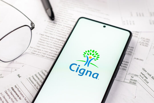 West Bangal, India - April 20, 2022 : Cigna logo on phone screen stock image.