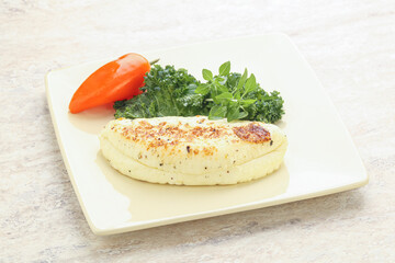 Roasted traditional cheese haloumi