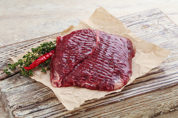 Raw beef machete steak for grill