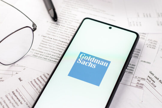 West Bangal, India - April 20, 2022 : Goldman Sachs logo on phone screen stock image.