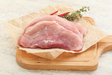 Raw pork schnitzel for roast