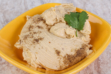 Traditional Jewish Hummus with olive oil