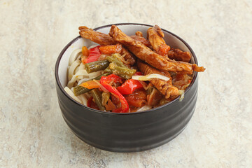Chinese wok with chicken and teriyaki