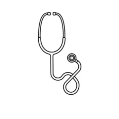 Stethoscope Outline Icon Illustration on Isolated White Background Suitable for Doctor, Clinic, Medical Tools Icon