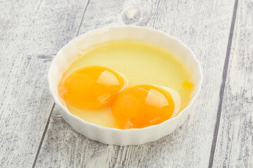 Chicken egg in the bowl