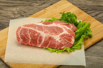 Raw pork meat neck steack