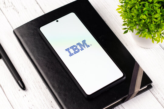 West Bangal, India - April 20, 2022 : IBM logo on phone screen stock image.