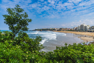 Biarritz, France, April 18, 2022.La Grande Plage, beach in the city of Biarritz, on the Atlantic coast of France