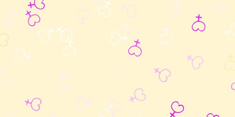 Light Pink, Yellow vector background with woman symbols.