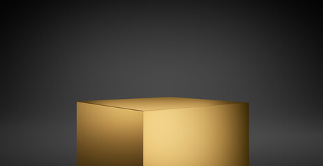 Abstract geometric golden podium on dark  background - 3d illustration