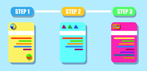 Vector three steps company web page template