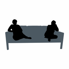 two women sitting on sofa, silhouette vector