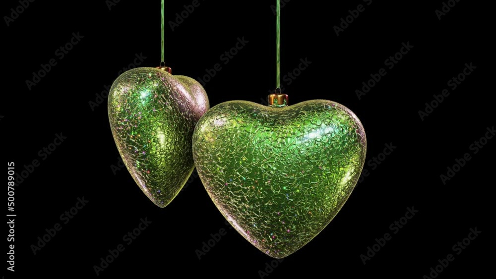 Poster realistic seamless looping 3d animation of two hanging orbital spinning shining and glittering sequi