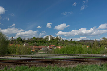 Nosovice village from Czech republic with renaissance castle Nove Zamky in the background
