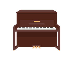 Classical wooden music Piano isolated on white background. Keyboard musical instrument icon. Vector illustration in flat or cartoon style.