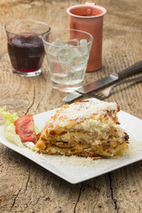 lasagna on a white plate