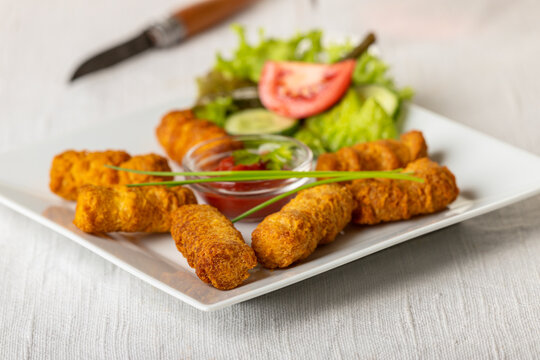 closeup of croquettes on a plate