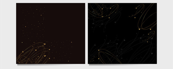 Set Christmas gold design black background abstract shiny color golden 