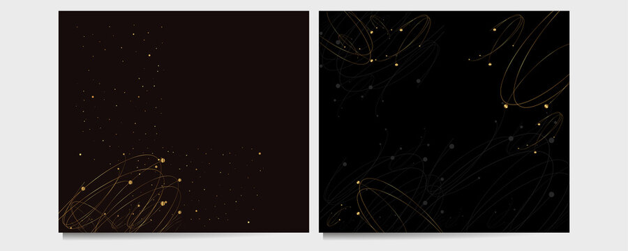 Set Christmas gold design black background abstract shiny color golden	
