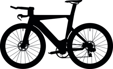 Racing Bicycle, Racer triathlon street sport Aero road bike. Detailed vector illustration realistic silhouette