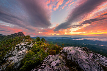 Dramatic skies over the Linville Gorge Wilderness in North Carolina