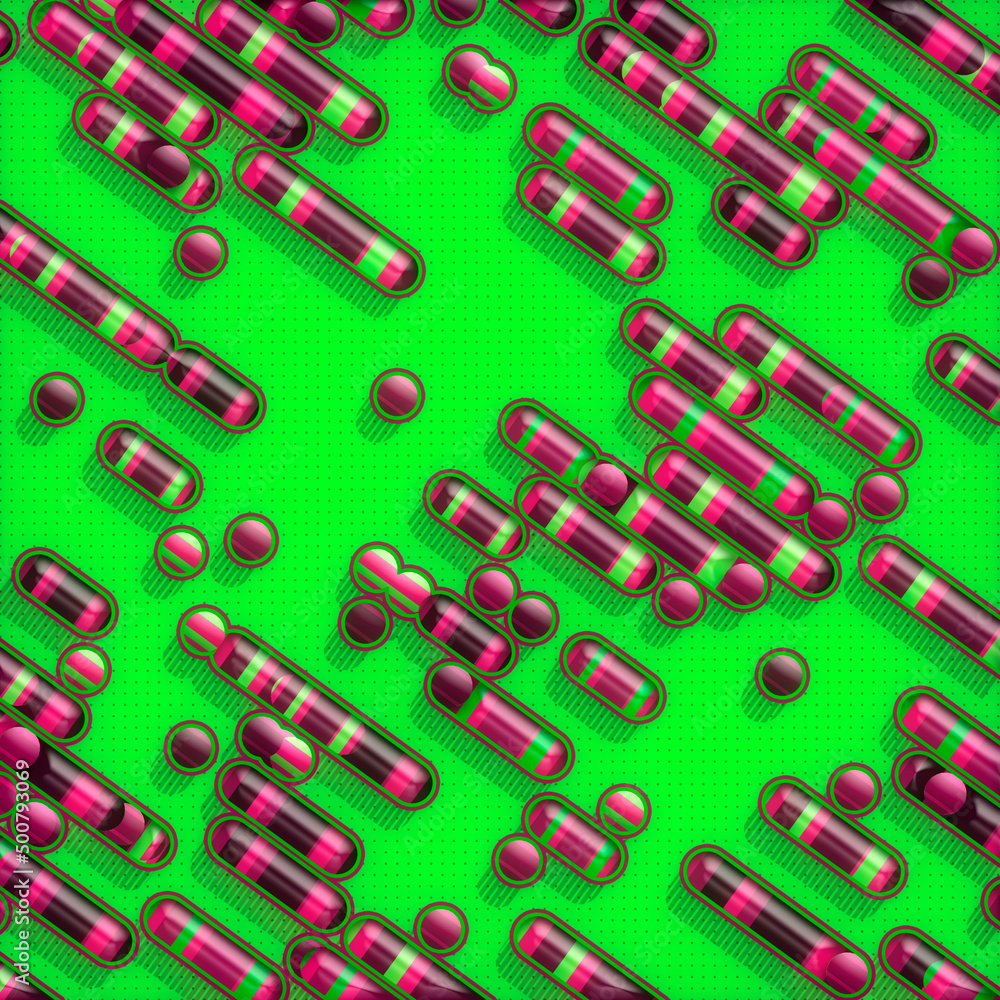 Aufkleber Pattern of colored geometric shapes with trendy gradient. 3d rendering background. Digital illustration