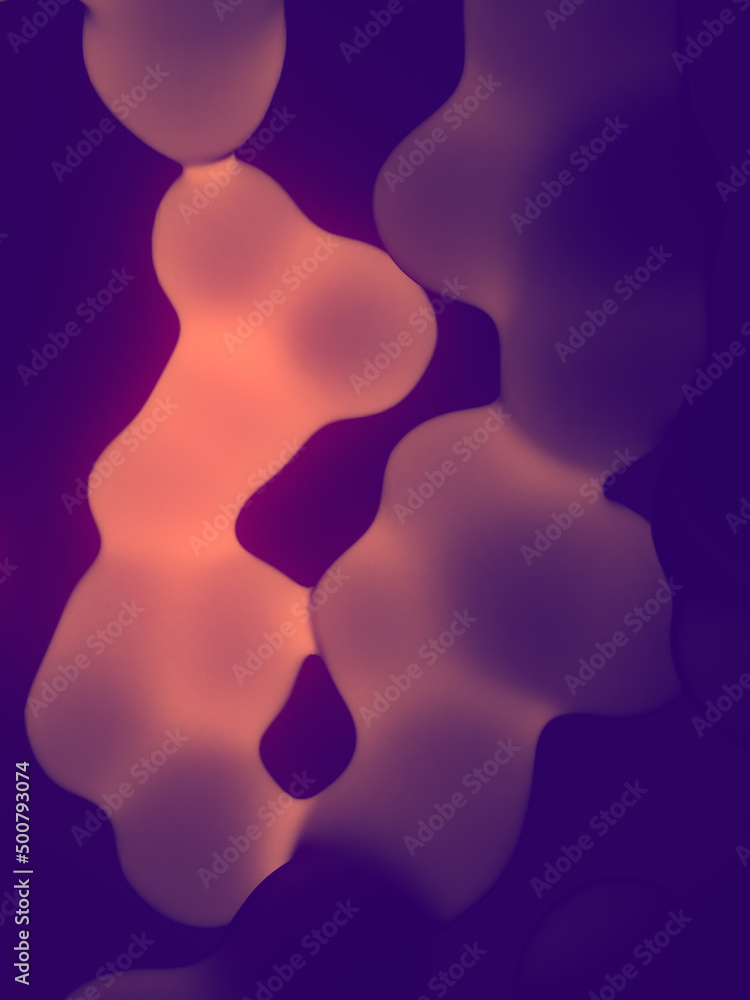 Poster magical glowing liquid blobs look like a lava lamp. viscous organic structure with neon color. 3d re