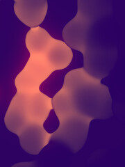 Magical glowing liquid blobs look like a lava lamp. Viscous organic structure with neon color. 3d rendering illustration