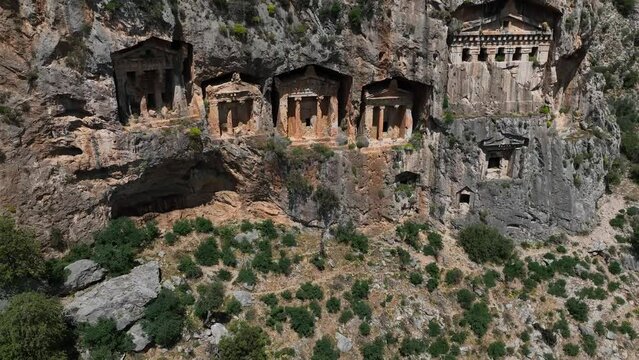 Dalyan River and Rock Tombs Drone Video, Dalyan Ortaca, Mugla Turkey