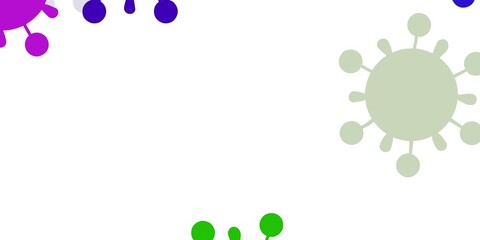 Light pink, green vector backdrop with virus symbols.