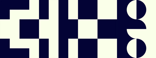 Abstract Mosaic Geometrical Pattern Design With Simple Shapes And Figures