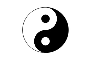 Black and white yin yang symbol on a white background