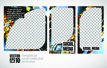 Editable modern template for social media. Discount promo template. Social media banner, vector. - 500795480