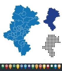 Set maps of Silesian Voivodeship - obrazy, fototapety, plakaty