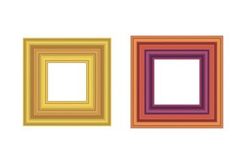 Set of squared color vintage wooden frame for your design. Vintage cover. Place for text. Vintage antique colorful modern rectangular frames. Template vector illustration